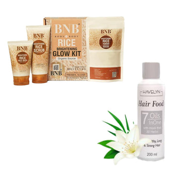 BNB Glow Kit Ultimate 4 in 1 Skincare & Haircare
Bundle - 4 Pcs Face Wash, Scrub, Mask & Hair oil