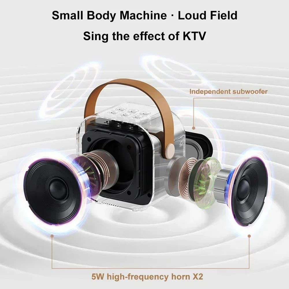 K12 Microphone Karaoke Bluetooth Speaker RGB Light Two 5W Speakers Sound Subwoofer Boombox Support Multiple Input Modesty